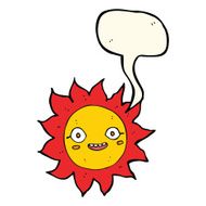 cartoon happy sun with speech bubble N8