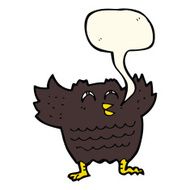 cartoon black bird with speech bubble N7