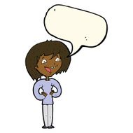 cartoon excited woman with speech bubble N104