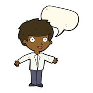 Cartoon happy boy with speech bubble N169
