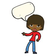 cartoon woman pointing with speech bubble N163
