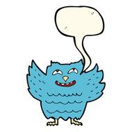 cartoon happy owl with speech bubble N8