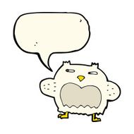 cartoon suspicious owl with speech bubble N7