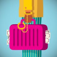 suitcase with money handcuffed to a mafia businessman hand
