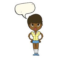 cartoon annoyed girl with speech bubble N15