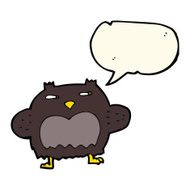 cartoon suspicious owl with speech bubble N8