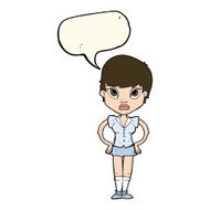 cartoon annoyed girl with speech bubble N16