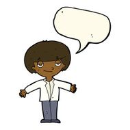 cartoon smug boy with speech bubble N8