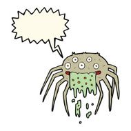 cartoon gross halloween spider with speech bubble N15