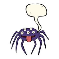cartoon gross halloween spider with speech bubble N16