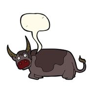 cartoon bull with speech bubble N22
