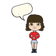 cartoon happy woman with speech bubble N192