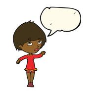 cartoon woman waving with speech bubble N265