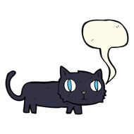 cartoon black cat with speech bubble N25