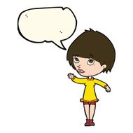 cartoon woman waving with speech bubble N266
