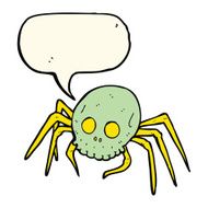 cartoon spooky halloween skull spider with speech bubble N7