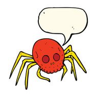 cartoon spooky halloween skull spider with speech bubble N8