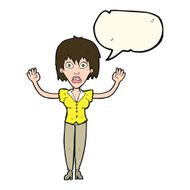 cartoon woman stressing out with speech bubble N15