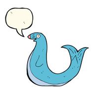 cartoon happy seal with speech bubble N16
