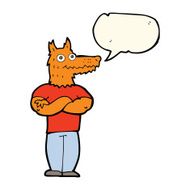 cartoon fox man with speech bubble N37
