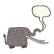 cartoon woolly mammoth with speech bubble N8