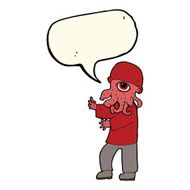 cartoon alien man with speech bubble N7