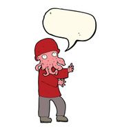 cartoon alien man with speech bubble N8