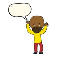 cartoon bearded man panicking with speech bubble N8