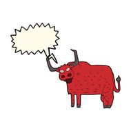 cartoon hairy cow with speech bubble N7