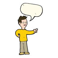 cartoon shocked boy pointing with speech bubble N7
