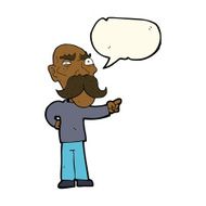 cartoon annoyed old man pointing with speech bubble N8