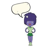 cartoon happy vampire girl with speech bubble N31