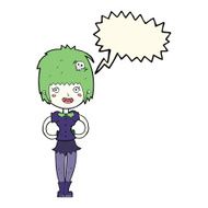 cartoon happy vampire girl with speech bubble N32