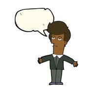 cartoon bored man with speech bubble N32