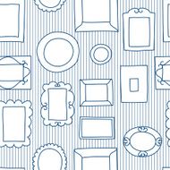 Gallery wall frames on a striped seamless pattern vector