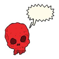 cartoon spooky skull with speech bubble N116