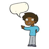 cartoon man pointing with speech bubble N150