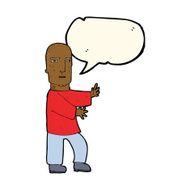 cartoon tough man with speech bubble N15