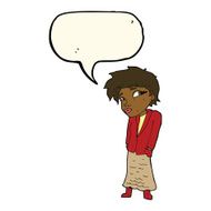 cartoon woman with hands in pockets speech bubble N8