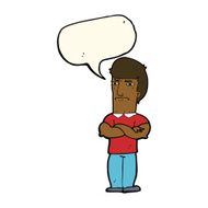 cartoon annoyed man with folded arms speech bubble N14