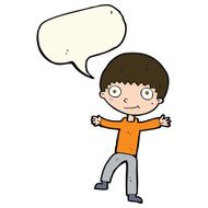 Cartoon happy boy with speech bubble N171