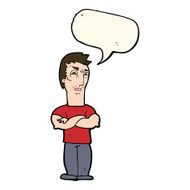 cartoon annoyed man with folded arms speech bubble N15