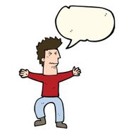 cartoon stressed out man with speech bubble N14
