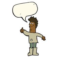cartoon positive thinking man in rags with speech bubble N7