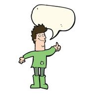 cartoon positive thinking man in rags with speech bubble N8