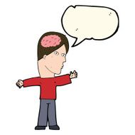 cartoon man with brain speech bubble N7