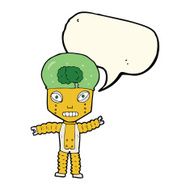 cartoon future robot with speech bubble N8