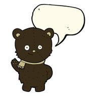 cute cartoon black bear waving with speech bubble N4