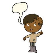 cartoon boy with growth on head speech bubble N29