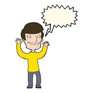 cartoon excited man with speech bubble N53